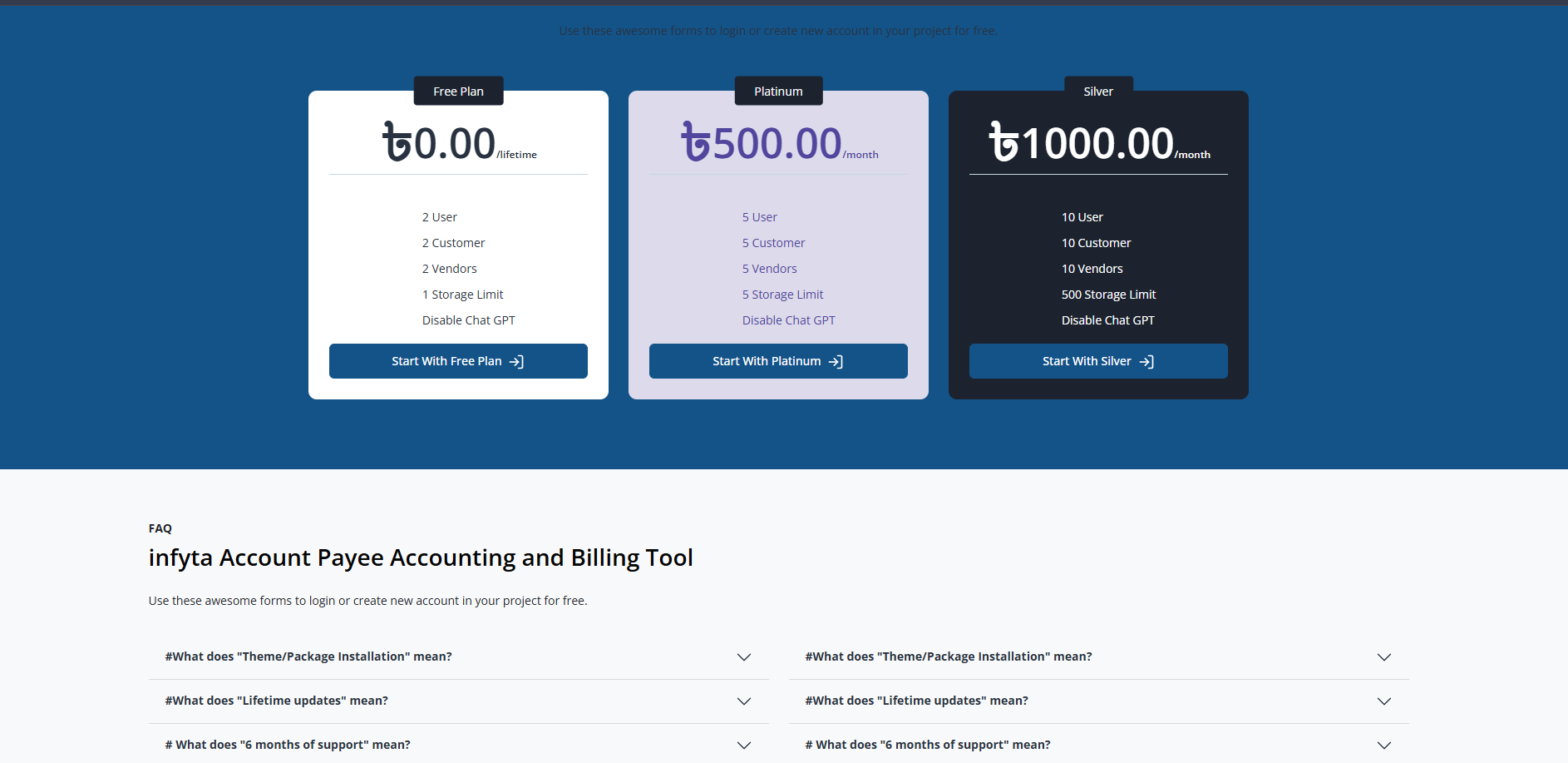 infyta Account Payee Accounting and Billing Tool
